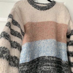 pastel color block knit sweater